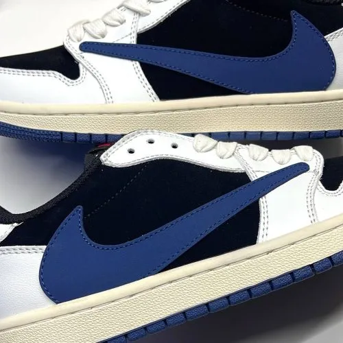 کفش نایک ایر جردن وان لو تراویس اسکات کرم سورمه‌ای Nike Air Jordan 1 Low Travis Scott Cream Navy - تصویر 6