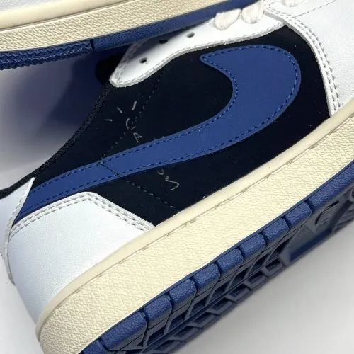 کفش نایک ایر جردن وان لو تراویس اسکات کرم سورمه‌ای Nike Air Jordan 1 Low Travis Scott Cream Navy - تصویر 5