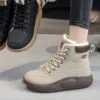 نیم بوت خزدار ضد آب کرم قهوه‌ای Waterproof Fur Lined Beige Brown Boots - تصویر 4