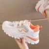 کتونی اسپرت لژدار زنانه طبی موج سفید نارنجی Women’s Platform Orthopedic Wave White Orange Sneakers کتونی اسپرت لژدار زنانه طبی موج سفید نارنجی Women’s Platform Orthopedic Wave White Orange Sneakers