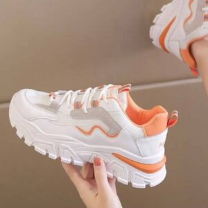 کتونی اسپرت لژدار زنانه طبی موج سفید نارنجی Women’s Platform Orthopedic Wave White Orange Sneakers کتونی اسپرت لژدار زنانه طبی موج سفید نارنجی Women’s Platform Orthopedic Wave White Orange Sneakers