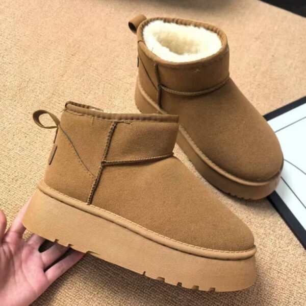 آگ ساقدار خزدار شتری Camel Fur Lined Mid Calf Winter Boots