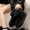آگ ساقدار خزدار مشکی Black Fur Lined Mid Calf Winter Boots
