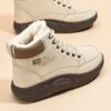 نیم بوت خزدار ضد آب کرم قهوه‌ای Waterproof Fur Lined Beige Brown Boots