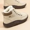 نیم بوت خزدار ضد آب کرم قهوه‌ای Waterproof Fur Lined Beige Brown Boots - تصویر 5