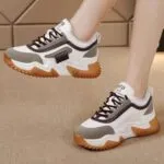کتونی لژدار زنانه قهوه‌ای فشن Women Brown Platform Fashion Sneakers