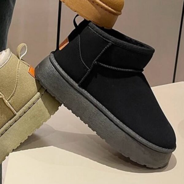 آگ ساقدار خزدار مشکی Black Fur Lined Mid Calf Winter Boots