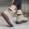 نیم بوت خزدار ضد آب کرم قهوه‌ای Waterproof Fur Lined Beige Brown Boots