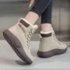 نیم بوت خزدار ضد آب کرم قهوه‌ای Waterproof Fur Lined Beige Brown Boots - تصویر 2