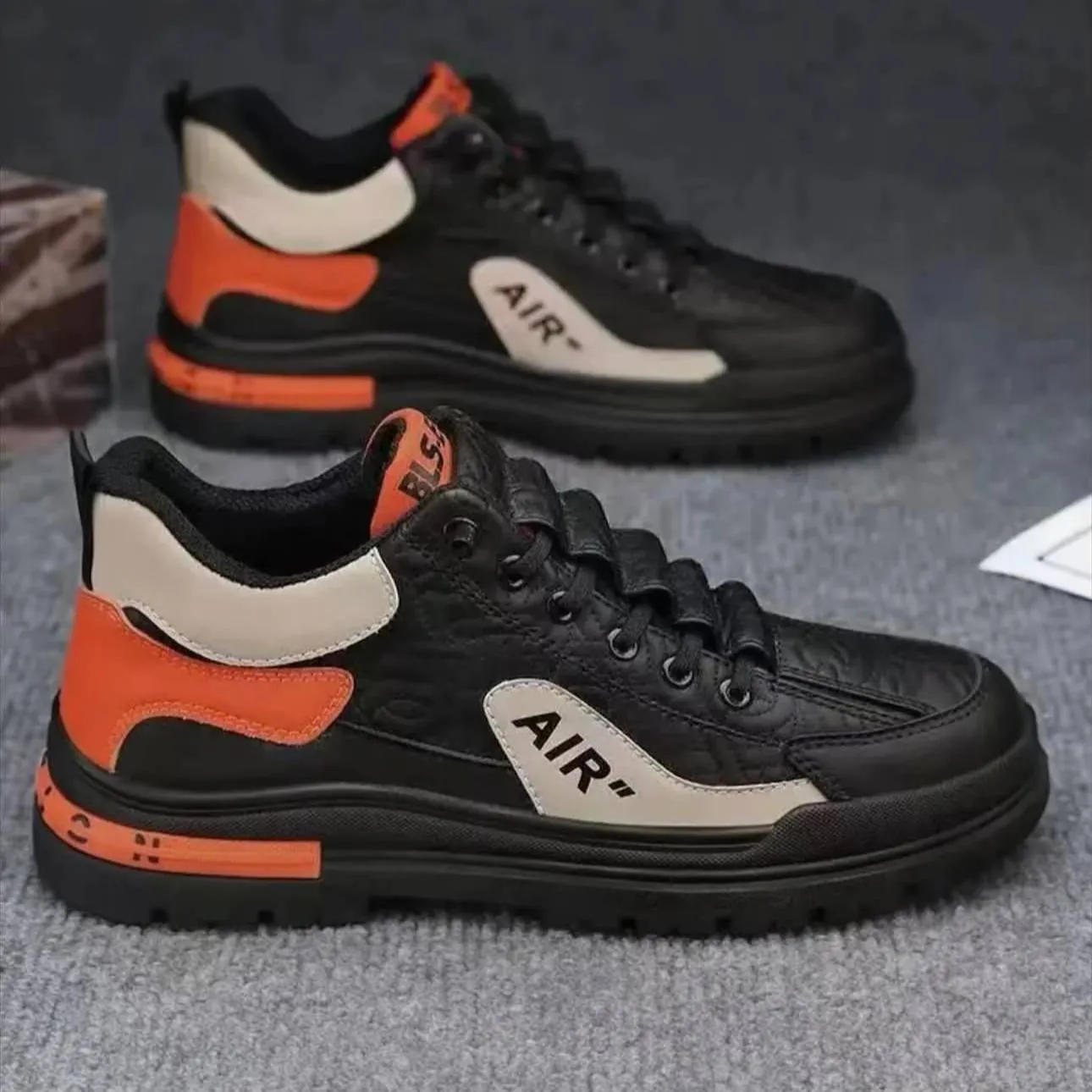 کتونی لژدار طبی مردانه ضد آب مشکی Men’s Waterproof Platform Orthopedic Sneakers Black - تصویر 4