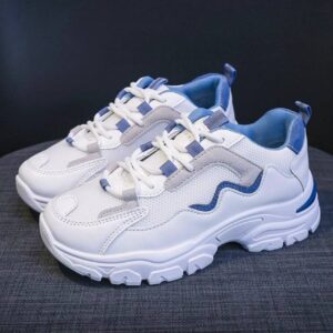 کتونی اسپرت لژدار زنانه طبی موج سفید آبی Women’s Platform Orthopedic Wave White Blue Sneakers