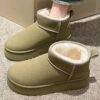 آگ ساقدار خزدار سبز Green Fur Lined Mid Calf Winter Boots