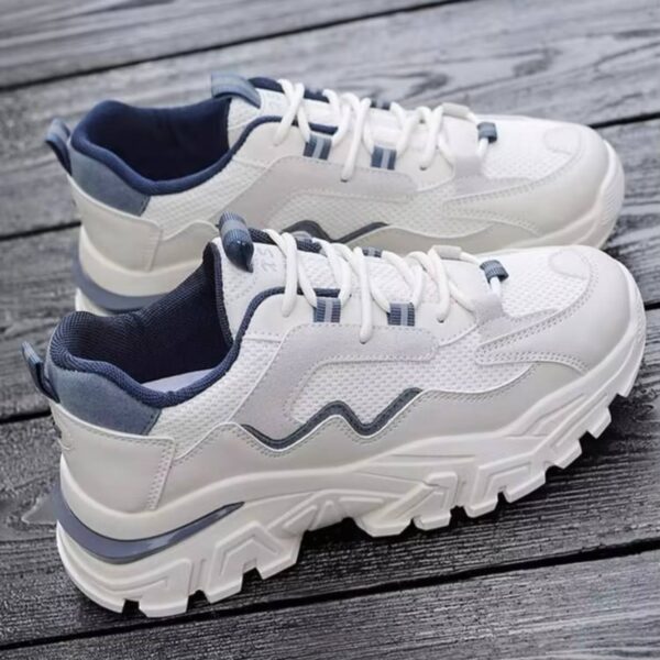 کتونی اسپرت لژدار زنانه طبی موج سفید آبی Women’s Platform Orthopedic Wave White Blue Sneakers