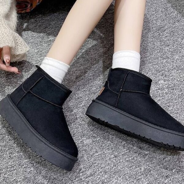 آگ ساقدار خزدار مشکی Black Fur Lined Mid Calf Winter Boots