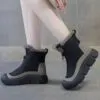 نیم بوت زیپ دار خزدار مشکی Black Fur Lined Zip Boots - تصویر 2