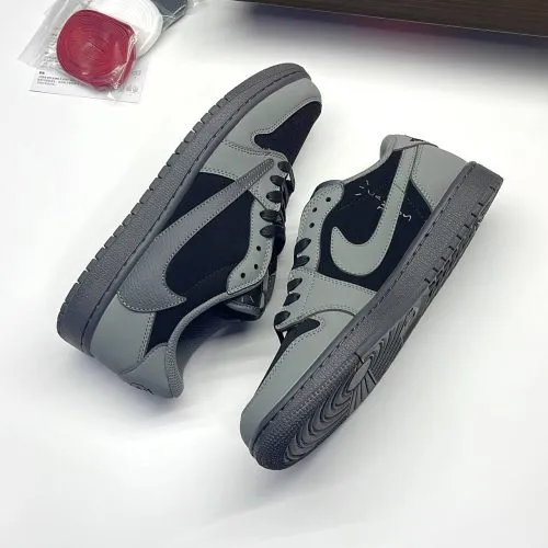 کفش نایک ایر جردن وان لو تراویس اسکات مشکی طوسی Nike Air Jordan 1 Low Travis Scott Black Gray - تصویر 2