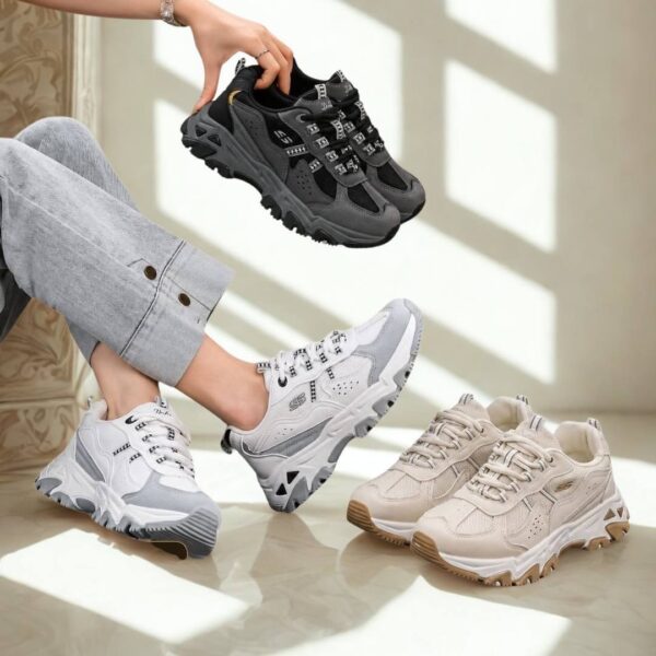 کتونی اسکیچرز لژدار کرم سفید Skechers Platform Cream White Sneakers
