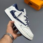 جردن وان لویی ویتون Air Jordan 1 Low Travis Scott Louis Vuitton Denim Navy Blue