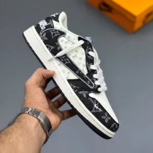 جردن وان لویی ویتون Air Jordan 1 Low Travis Scott Louis Vuitton Black Denim جردن وان لویی ویتون Air Jordan 1 Low Travis Scott Louis Vuitton Black Denim