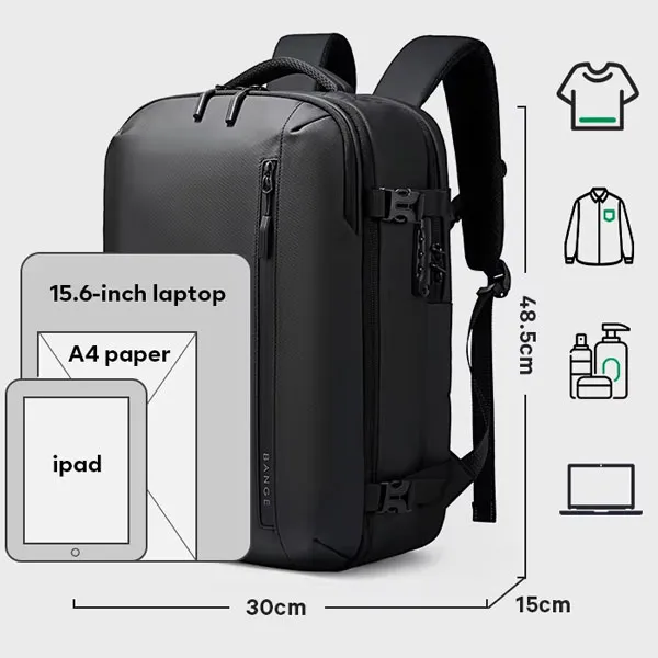 کیف کوله پشتی مسافرتی بنج 7876 مشکی - تصویر 10