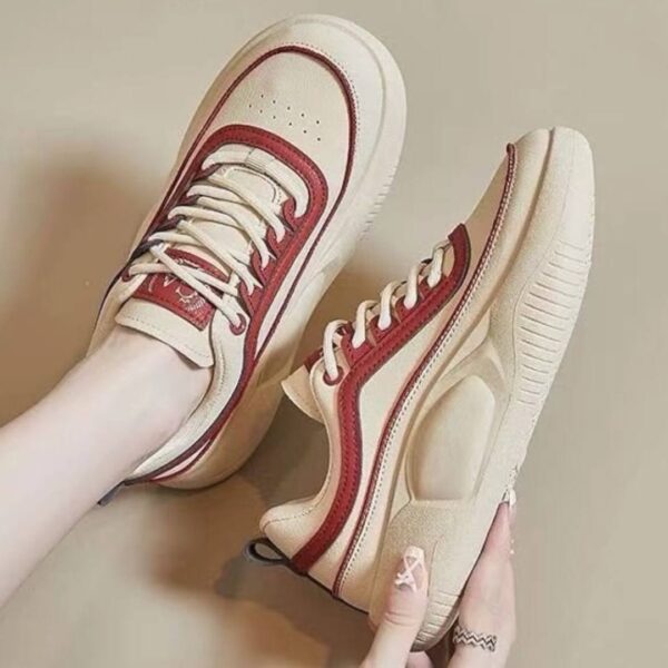 کتونی اسپرت لژدار خاص زنانه کرم قرمز Women’s Premium Platform Cream Red Sneakers کتونی اسپرت لژدار خاص زنانه کرم قرمز Women’s Premium Platform Cream Red Sneakers