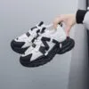 کتونی اسپرت لژدار طبی زنانه مافیایی مشکی سفید Women’s Mafia Style Black White - تصویر 2