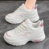 کتونی اسپرت لژدار خانومانه مدل پرنده سفید صورتی Women’s Bird Style Platform Sneakers White Pink