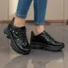 کتونی اسپرت لژدار فول مشکی ورنی Women’s Platform Full Black Patent Sneakers کتونی اسپرت لژدار فول مشکی ورنی Women’s Platform Full Black Patent Sneakers