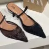 صندل مجلسی زنانه زارا زرشکی توری نگین دار صندل مجلسی زنانه زارا زرشکی توری نگین دار - تصویر 3