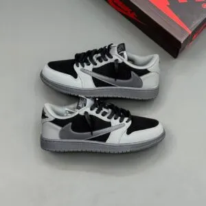 کفش نایک ایر جردن وان لو تراویس اسکات طوسی مشکی Nike Air Jordan 1 Low Travis Scott Grey Black