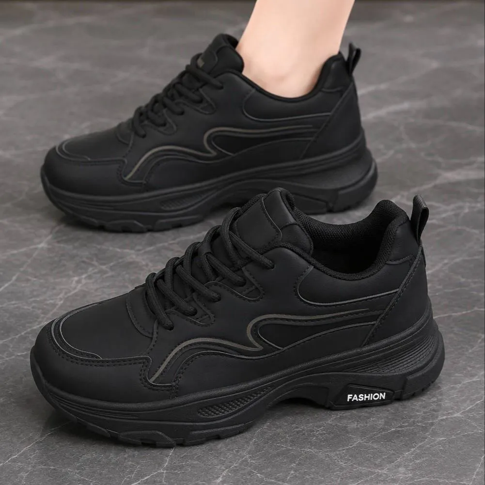 کتونی اسپرت لژدار طبی مدل پرنده مشکی Women’s Bird Style Platform Orthopedic Black Sneakers - تصویر 3
