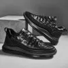 کتونی مردانه جدید با طرح چرم تمساح مشکی Men’s Crocodile Pattern Black Casual Sneakers - تصویر 2