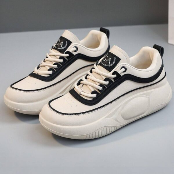 کتونی اسپرت لژدار طبی زنانه فانتزی کرم مشکی Women’s Platform Orthopedic Cream Black Fashion Sneakers کتونی اسپرت لژدار طبی زنانه فانتزی کرم مشکی Women’s Platform Orthopedic Cream Black Fashion Sneakers