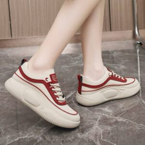 کتونی اسپرت لژدار خاص زنانه کرم قرمز Women’s Premium Platform Cream Red Sneakers