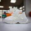 کتونی اسپرت لژدار طبی زنانه مافیایی تمام سفید Women’s Mafia Style White Sneakers