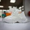 کتونی اسپرت لژدار طبی زنانه مافیایی تمام سفید Women’s Mafia Style White Sneakers - تصویر 3