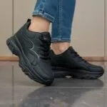 کتونی اسپرت لژدار طبی مدل پرنده مشکی Women’s Bird Style Platform Orthopedic Black Sneakers