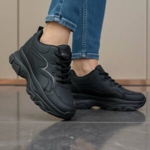 کتونی اسپرت لژدار طبی مدل پرنده مشکی Women’s Bird Style Platform Orthopedic Black Sneakers