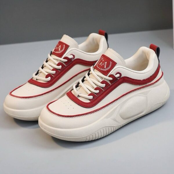 کتونی اسپرت لژدار خاص زنانه کرم قرمز Women’s Premium Platform Cream Red Sneakers کتونی اسپرت لژدار خاص زنانه کرم قرمز Women’s Premium Platform Cream Red Sneakers