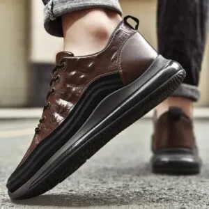 کتونی مردانه اسپرت طرح چرم تمساح قهوهای مشکی Men’s Crocodile Pattern Leather Sport Sneakers Brown Black کتونی مردانه اسپرت طرح چرم تمساح قهوهای مشکی Men’s Crocodile Pattern Leather Sport Sneakers Brown Black