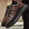 کتونی مردانه اسپرت طرح چرم تمساح قهوهای مشکی Men’s Crocodile Pattern Leather Sport Sneakers Brown Black کتونی مردانه اسپرت طرح چرم تمساح قهوهای مشکی Men’s Crocodile Pattern Leather Sport Sneakers Brown Black - تصویر 3
