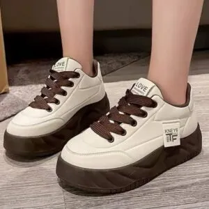 کتونی لژدار اسپرت زنانه مدل لاو کرم قهوهای Women’s Love Platform Sneakers Cream Brown کتونی لژدار اسپرت زنانه مدل لاو کرم قهوهای Women’s Love Platform Sneakers Cream Brown