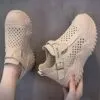 کتونی لژ مخفی لژدار زنانه رویه تنفسی کرم Women’s Hidden Platform Breathable Cream Sneakers کتونی لژ مخفی لژدار زنانه رویه تنفسی کرم Women’s Hidden Platform Breathable Cream Sneakers - تصویر 3