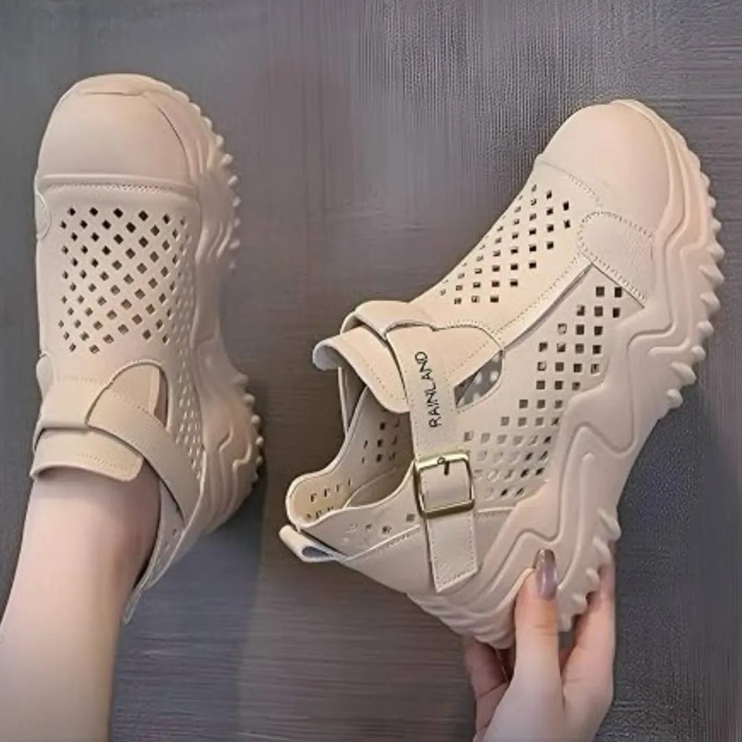 کتونی لژ مخفی لژدار زنانه رویه تنفسی کرم Women’s Hidden Platform Breathable Cream Sneakers کتونی لژ مخفی لژدار زنانه رویه تنفسی کرم Women’s Hidden Platform Breathable Cream Sneakers - تصویر 3