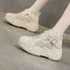 کتونی لژ مخفی لژدار زنانه رویه تنفسی کرم Women’s Hidden Platform Breathable Cream Sneakers کتونی لژ مخفی لژدار زنانه رویه تنفسی کرم Women’s Hidden Platform Breathable Cream Sneakers