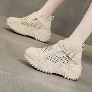 کتونی لژ مخفی لژدار زنانه رویه تنفسی کرم Women’s Hidden Platform Breathable Cream Sneakers کتونی لژ مخفی لژدار زنانه رویه تنفسی کرم Women’s Hidden Platform Breathable Cream Sneakers
