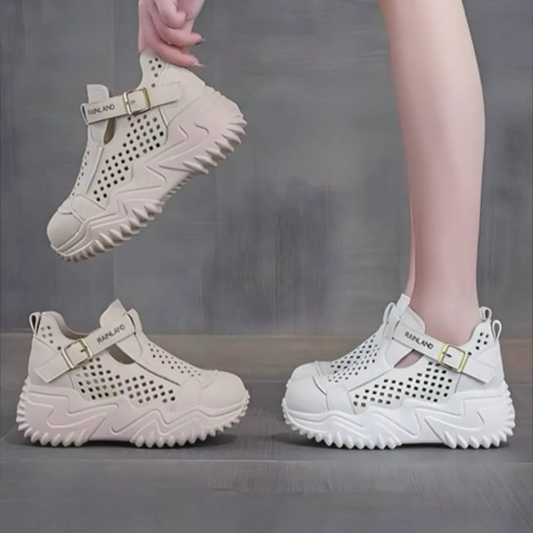 کتونی لژ مخفی لژدار زنانه رویه تنفسی کرم Women’s Hidden Platform Breathable Cream Sneakers کتونی لژ مخفی لژدار زنانه رویه تنفسی کرم Women’s Hidden Platform Breathable Cream Sneakers - تصویر 4