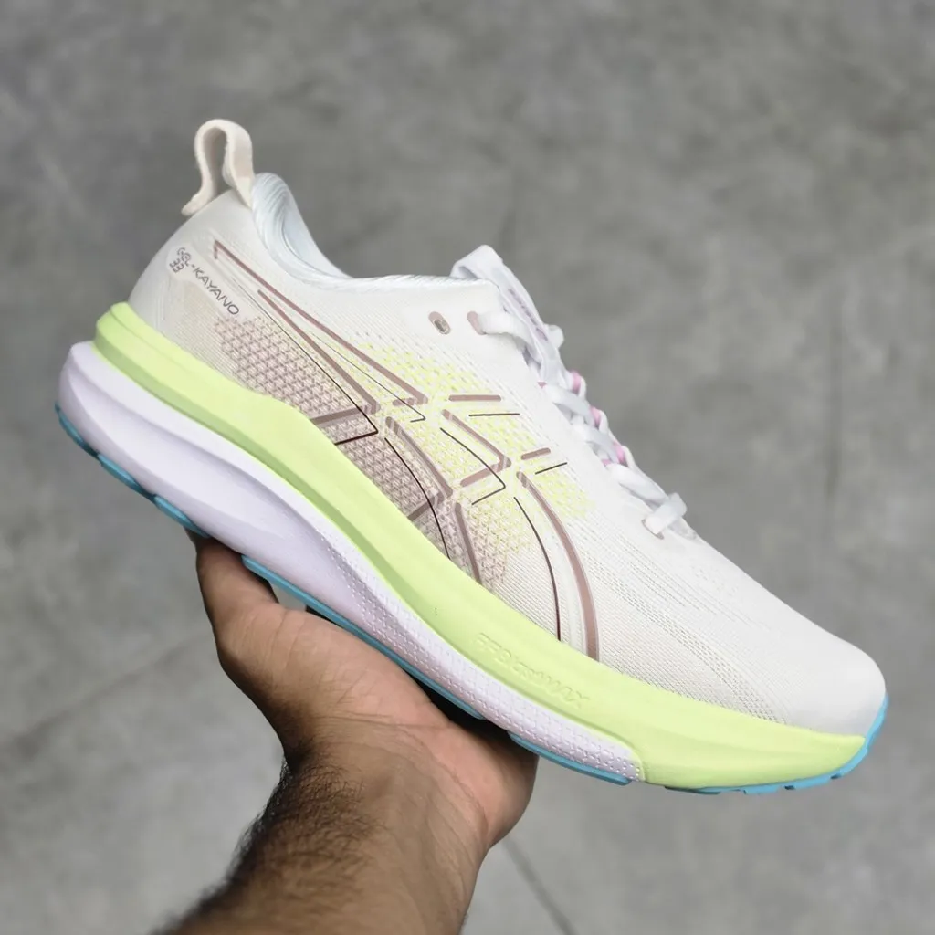 اسیکس ژل کایانو سفید لیمویی صورتی آبی ASICS GEL-KAYANO 33