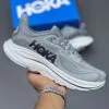 کفش هوکا کلیفتون 10 طوسی سفید مشکی Hoka Clifton 10