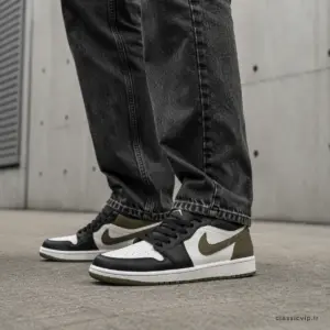 کتونی ایرجردن 1 مشکی زیتونی-  Air Jordan 1 low olive
